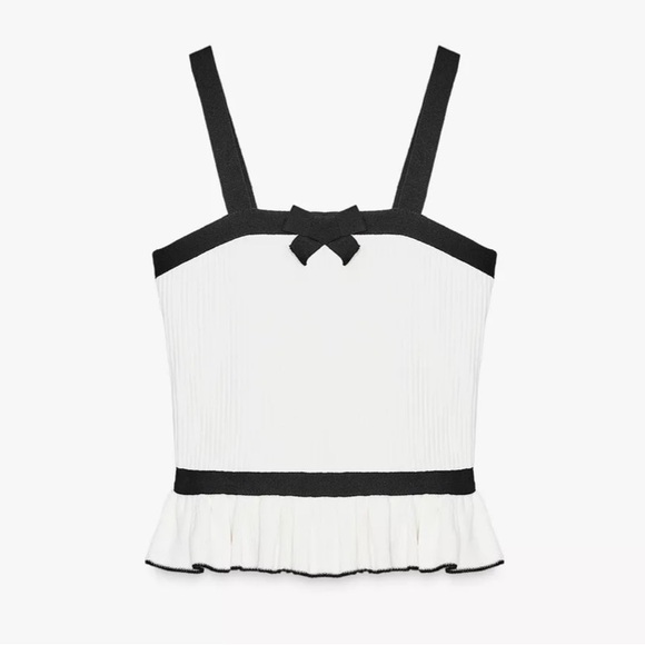 BNWT ZARA WHITE AND BLACK BOW TOP - Picture 3 of 4